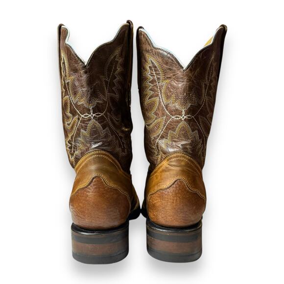 Delpos Cowboy Boots Mens Brown Western Two Tone Stitched Size 28 MEX (US 9.5) main image 9